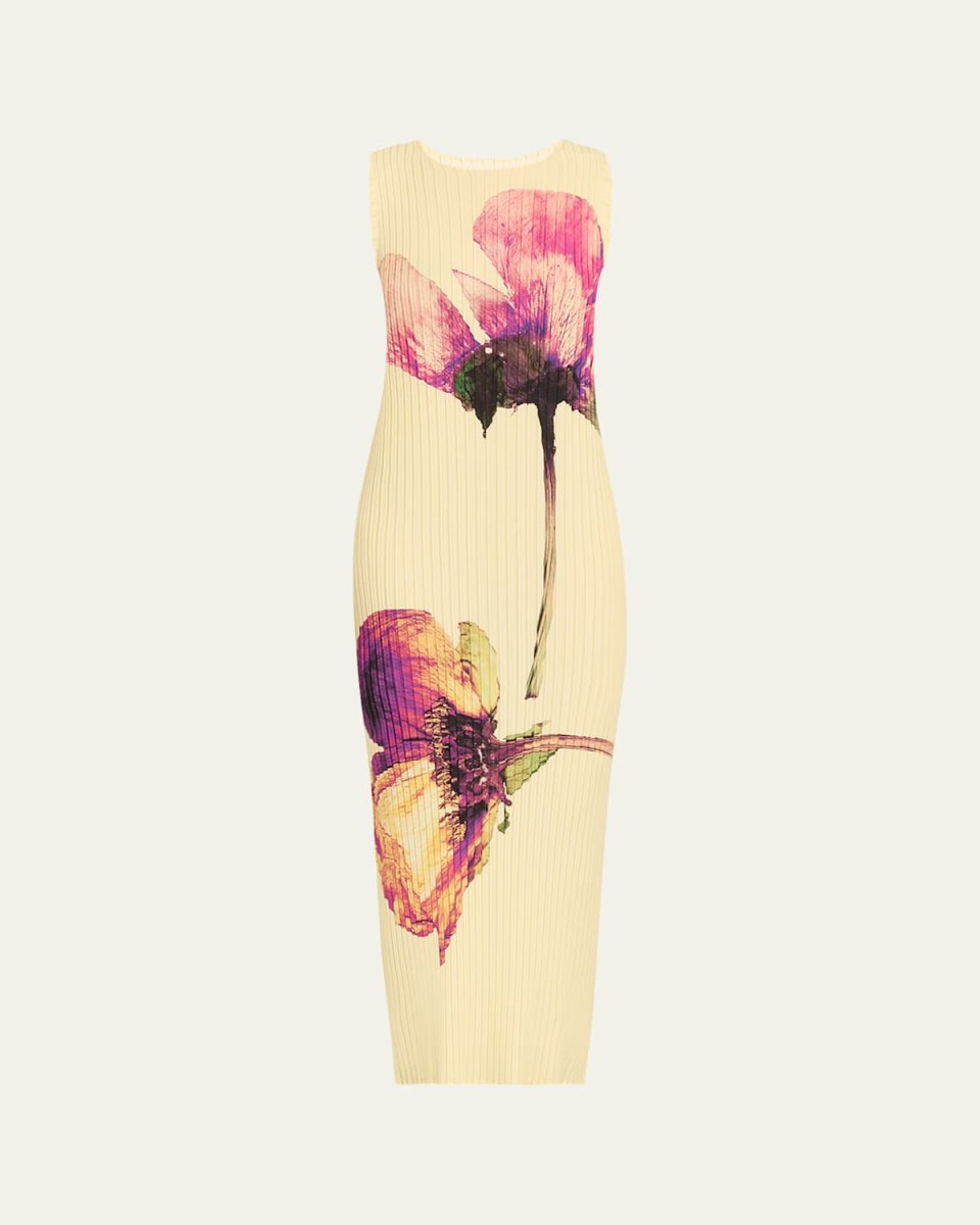Long Pressed Floral Pleated Dress